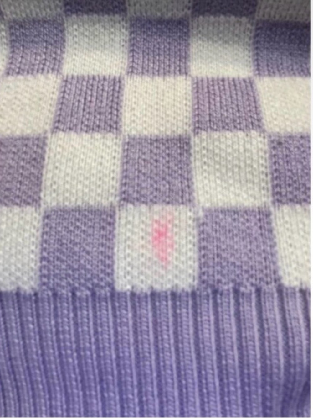 Love Tree Lavender & Cream Checkerboard V‑Neck Knit Tank *see small flaw* - Picture 6 of 7